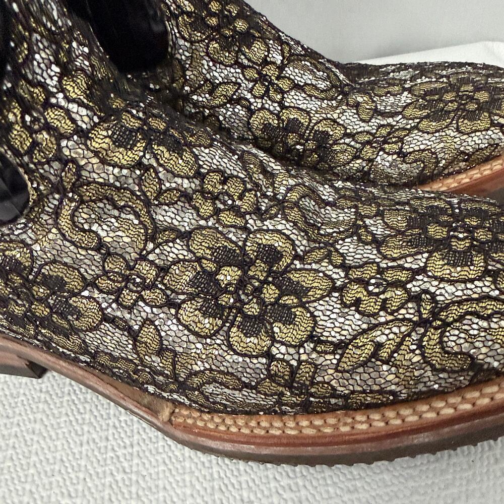 Ferrini Boots Womens Size 8.5 B Black Leather Floral Lace Cowboy Western - Picture 2 of 15
